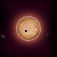 An artist’s impression of the red dwarf planetary system Kepler-444. (Image: Tiago Campante/Peter Devine)